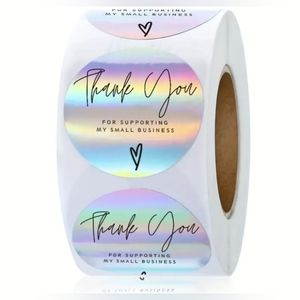 10/$10 500 Stickers, Thank You, Holographic Rainbow, Shipping Supplies